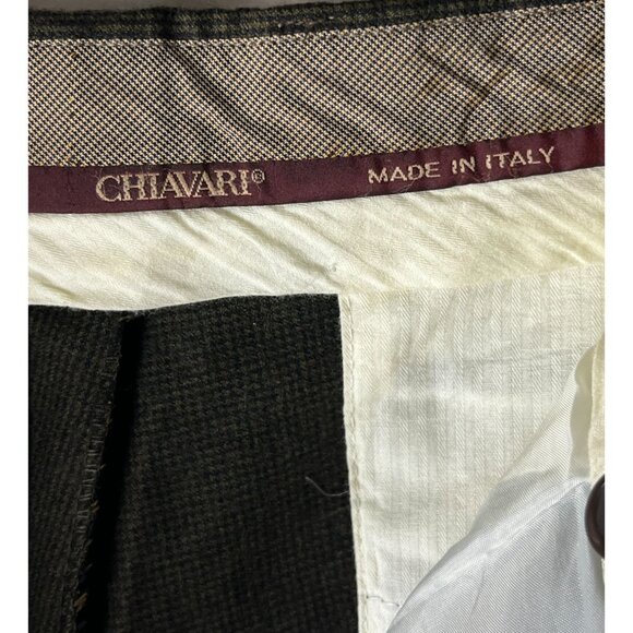 Vintage Chiavari Zignone Super 100 Italian Wool Dark Olive Green Trousers, Mens - Picture 8 of 9